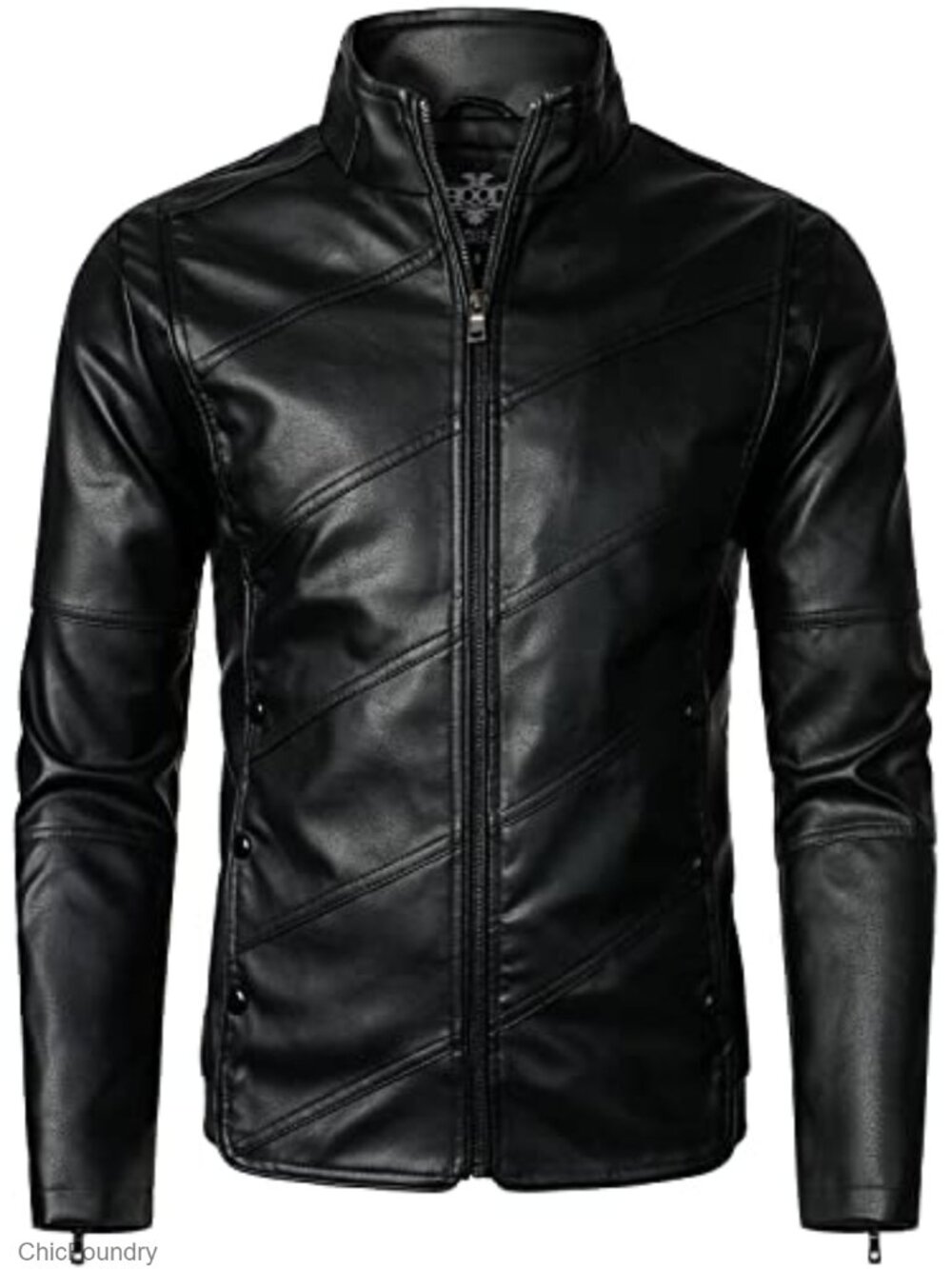 Faux Leather Motorcycle Jacket Lightweight Casual Biker Coat